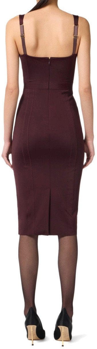 Elisabetta Franchi ELISABETTA FRANCHI MERLOT BUSTIER SHEATH DRESS Rood