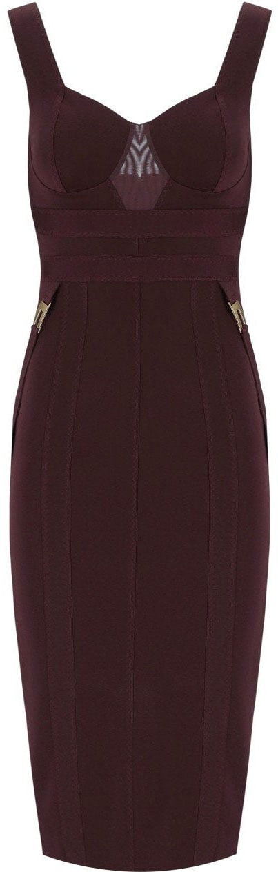 Elisabetta Franchi ELISABETTA FRANCHI MERLOT BUSTIER SHEATH DRESS Rood