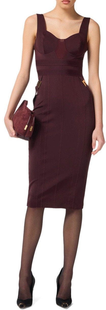 Elisabetta Franchi ELISABETTA FRANCHI MERLOT BUSTIER SHEATH DRESS Rood