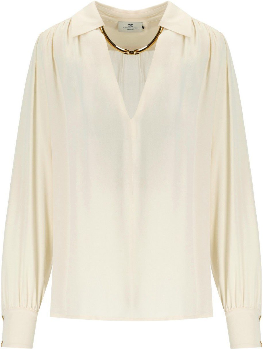 Elisabetta Franchi ELISABETTA FRANCHI MILK BLOUSE WITH JEWEL Wit