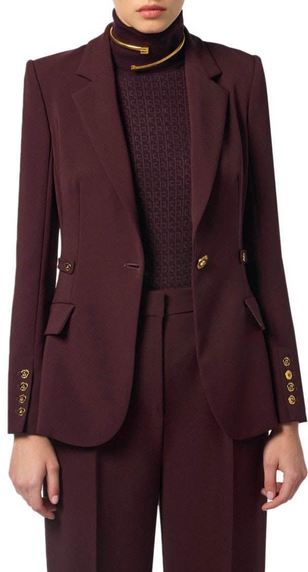 Elisabetta Franchi ELISABETTA FRANCHI MERLOT SINGLE-BREASTED BLAZER Rood