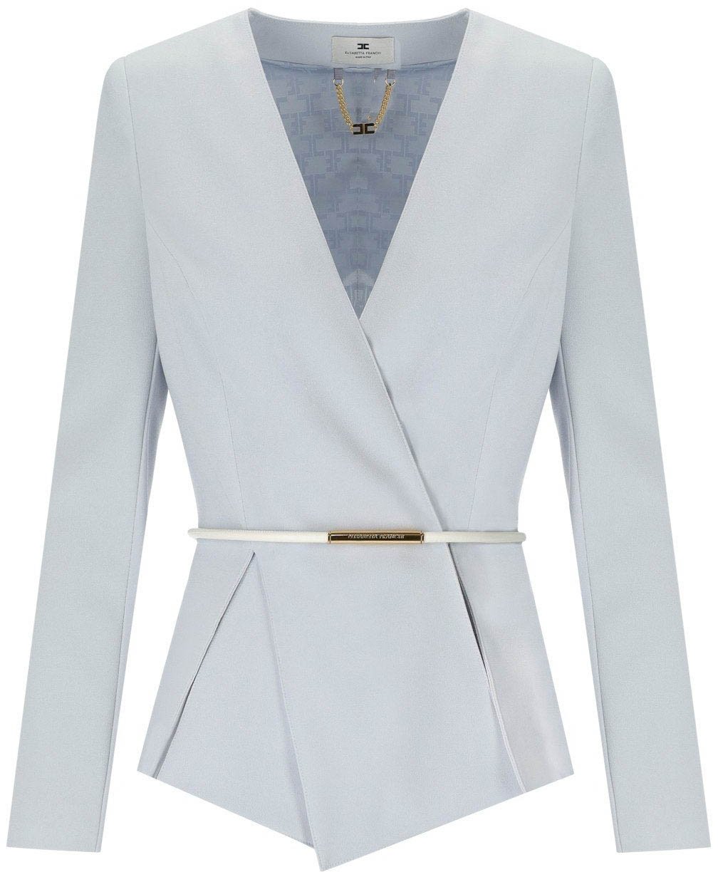 Elisabetta Franchi ELISABETTA FRANCHI STARLIGHT BELTED BLAZER Lichtblauw