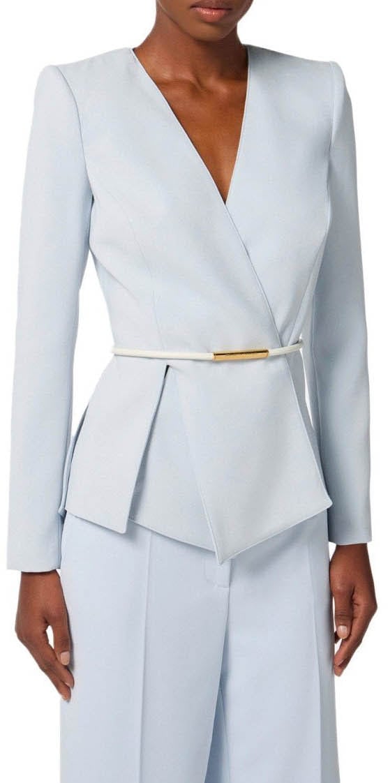 Elisabetta Franchi ELISABETTA FRANCHI STARLIGHT BELTED BLAZER Lichtblauw