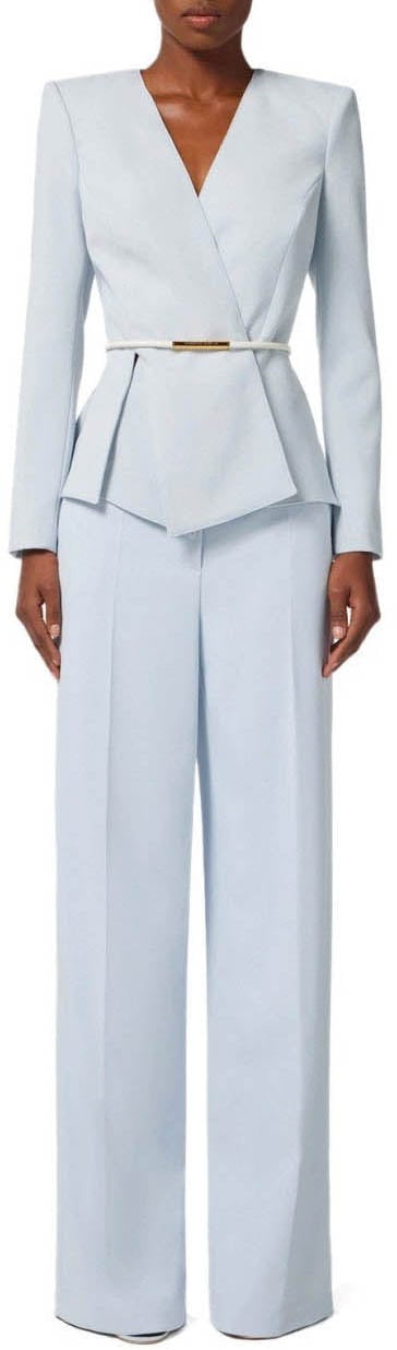 Elisabetta Franchi ELISABETTA FRANCHI STARLIGHT BELTED BLAZER Lichtblauw