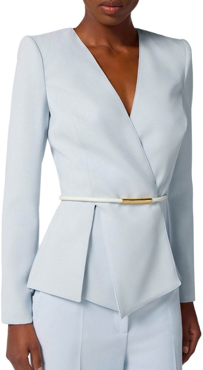Elisabetta Franchi ELISABETTA FRANCHI STARLIGHT BELTED BLAZER Lichtblauw