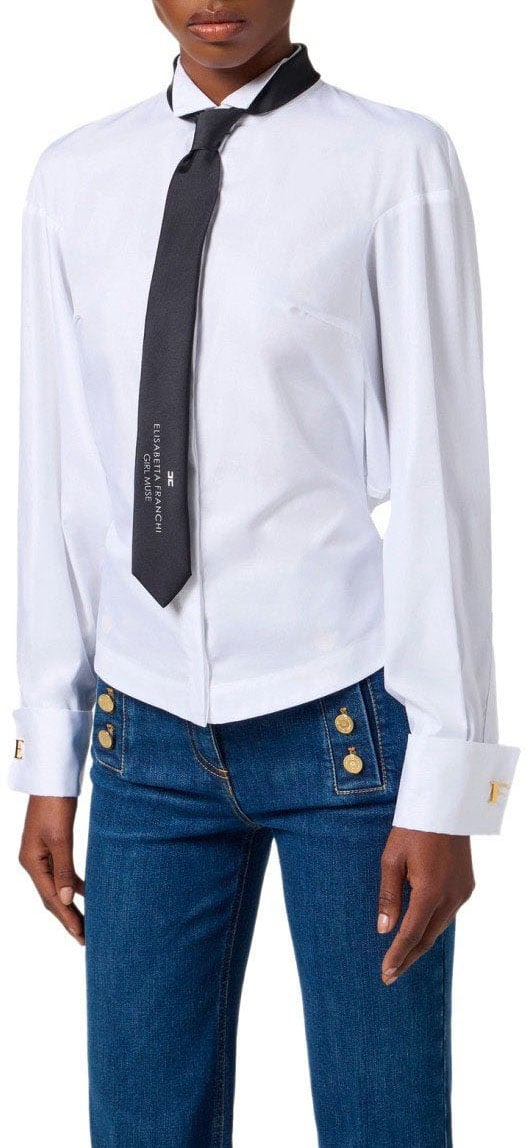 Elisabetta Franchi ELISABETTA FRANCHI SHIRT WITH NECKTIE Wit