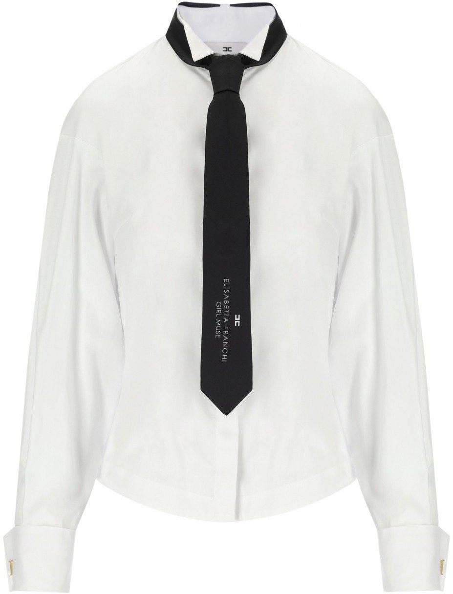 Elisabetta Franchi ELISABETTA FRANCHI SHIRT WITH NECKTIE Wit