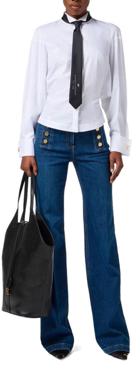Elisabetta Franchi ELISABETTA FRANCHI SHIRT WITH NECKTIE Wit
