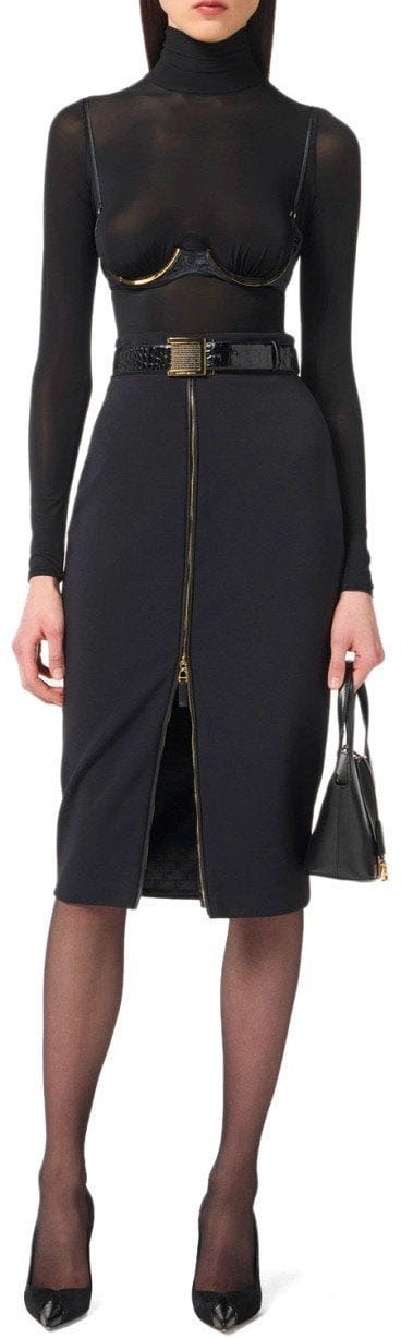 Elisabetta Franchi ELISABETTA FRANCHI ZIPPED MIDI SKIRT Zwart