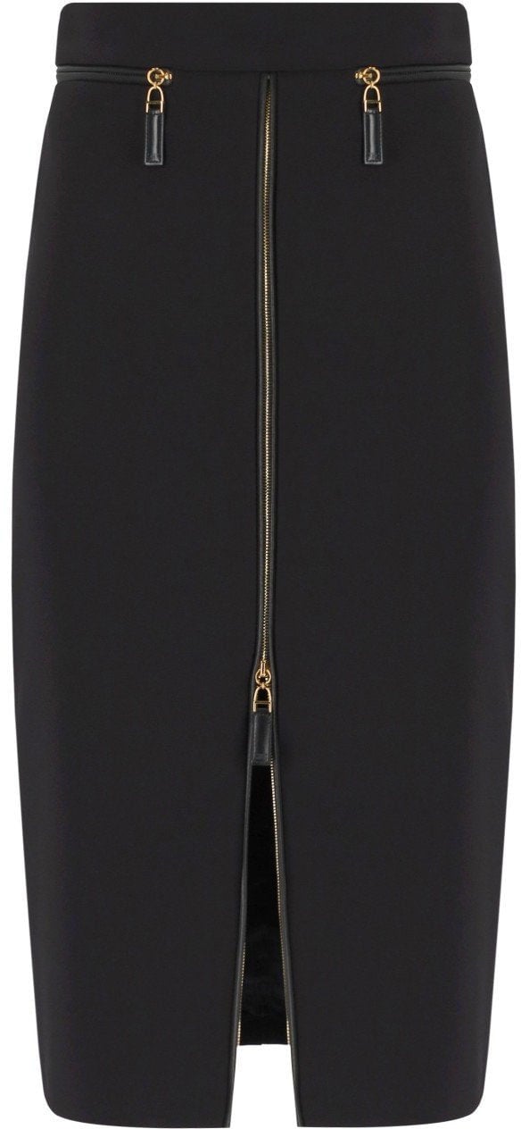 Elisabetta Franchi ELISABETTA FRANCHI ZIPPED MIDI SKIRT Zwart