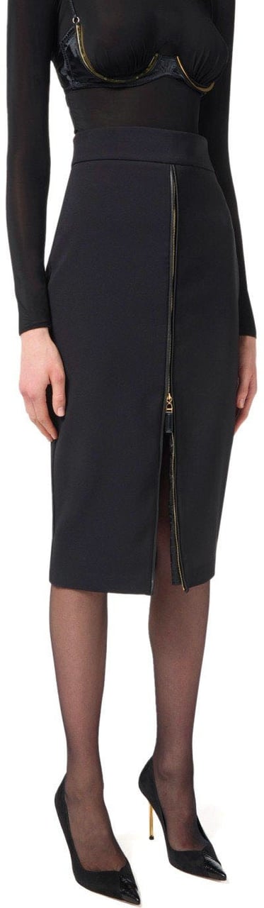 Elisabetta Franchi ELISABETTA FRANCHI ZIPPED MIDI SKIRT Zwart