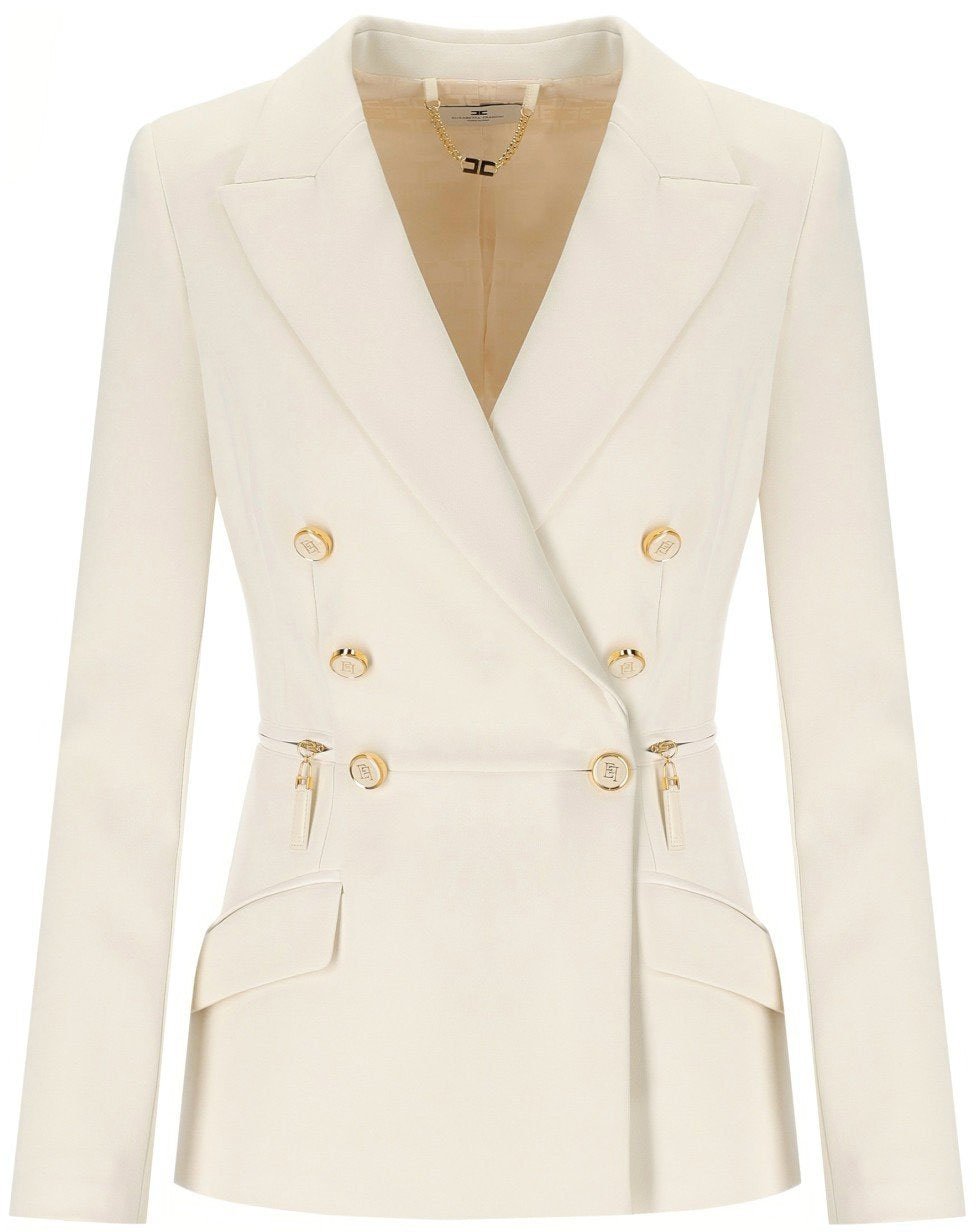 Elisabetta Franchi ELISABETTA FRANCHI MILK DOUBLE-BREASTED BLAZER Wit