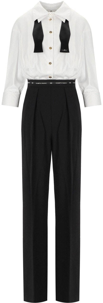 Elisabetta Franchi ELISABETTA FRANCHI BICOLOR JUMPSUIT WITH NECKTIE Wit