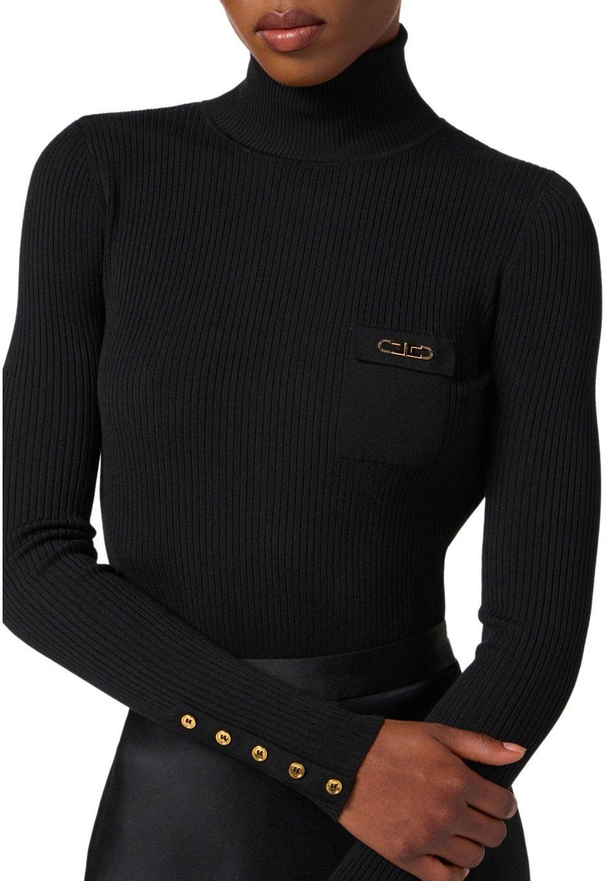 Elisabetta Franchi ELISABETTA FRANCI TURTLENECK DRESS Zwart