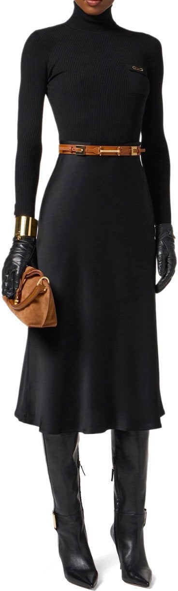 Elisabetta Franchi ELISABETTA FRANCI TURTLENECK DRESS Zwart