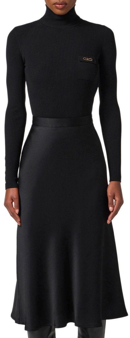 Elisabetta Franchi ELISABETTA FRANCI TURTLENECK DRESS Zwart