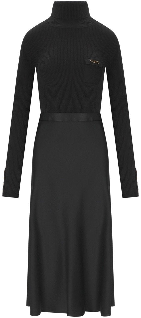 Elisabetta Franchi ELISABETTA FRANCI TURTLENECK DRESS Zwart