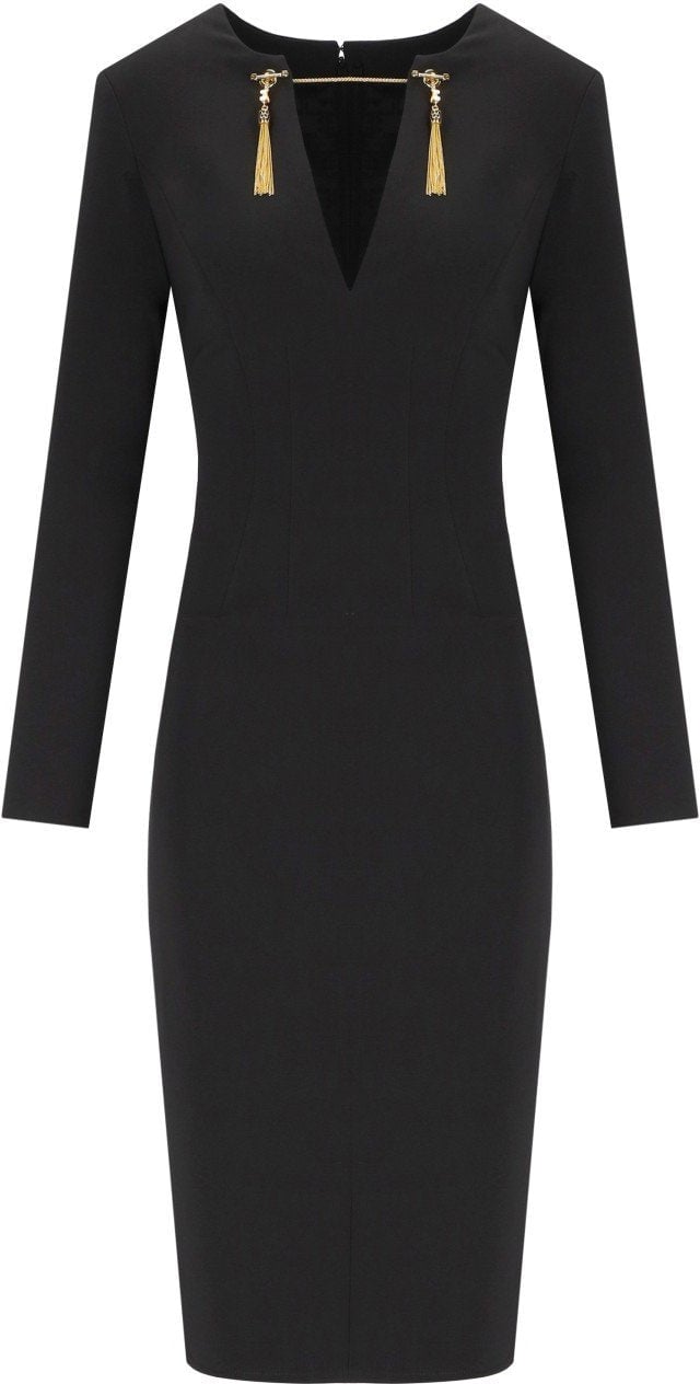 Elisabetta Franchi ELISABETTA FRANCHI SHEAT DRESS WITH TASSELS Zwart