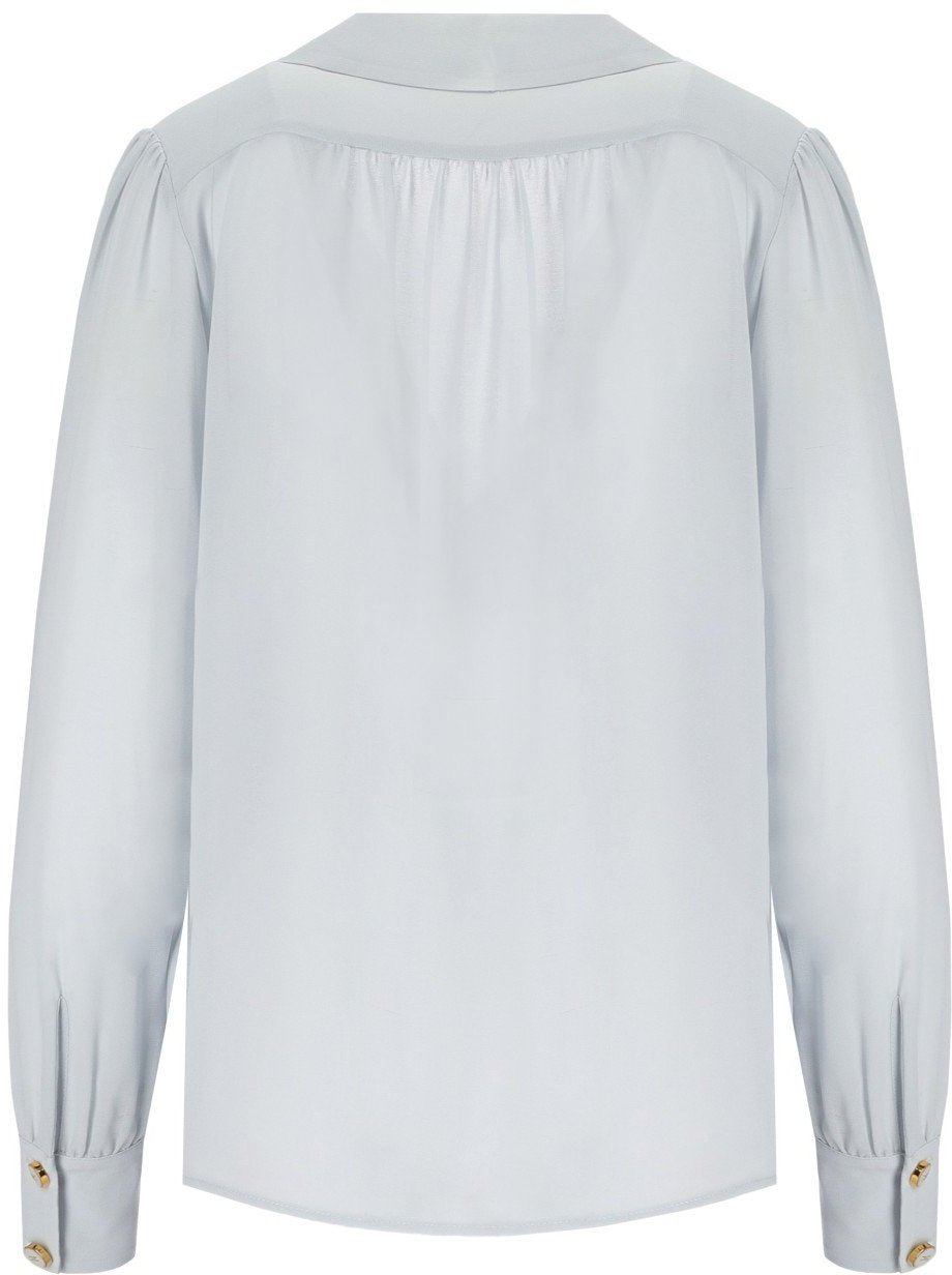 Elisabetta Franchi ELISABETTA FRANCHI STRALIGHT BLOUSE WITH NECKLACE Lichtblauw