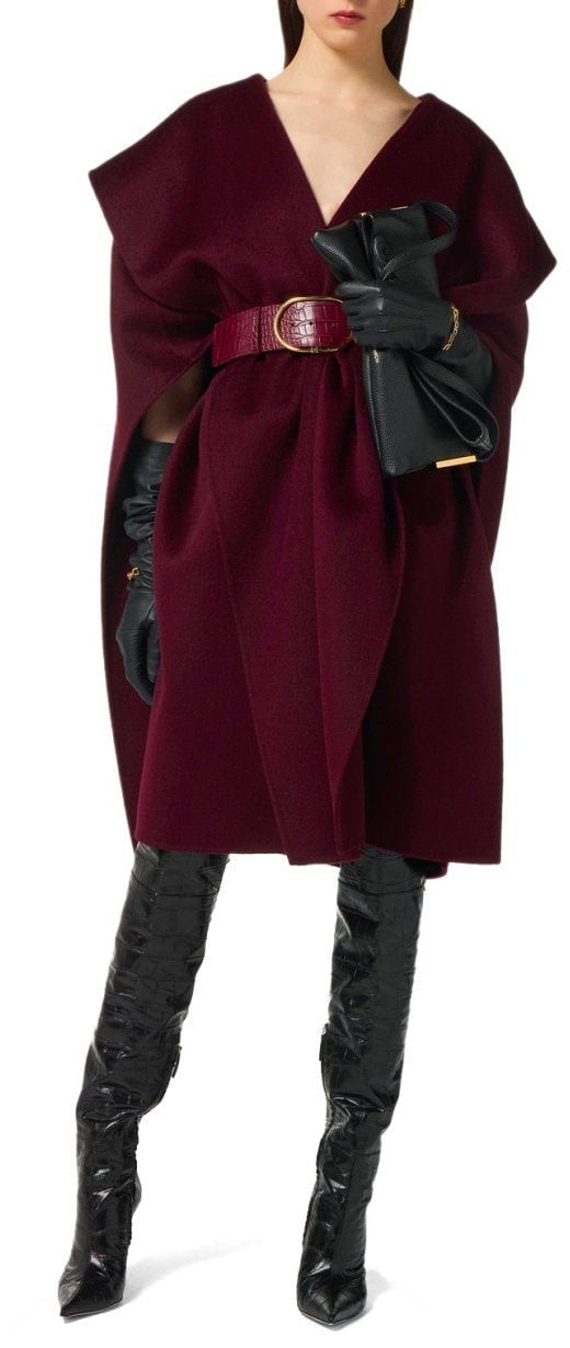 Elisabetta Franchi ELISABETTA FRANCHI MERLOT BELTED CAPE Rood