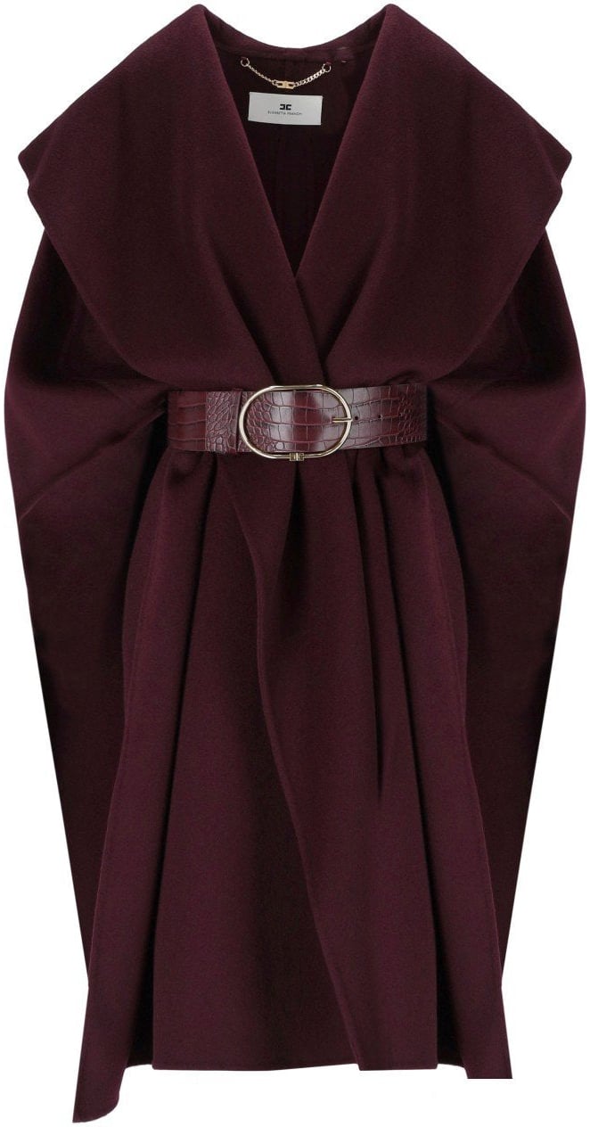 Elisabetta Franchi ELISABETTA FRANCHI MERLOT BELTED CAPE Rood