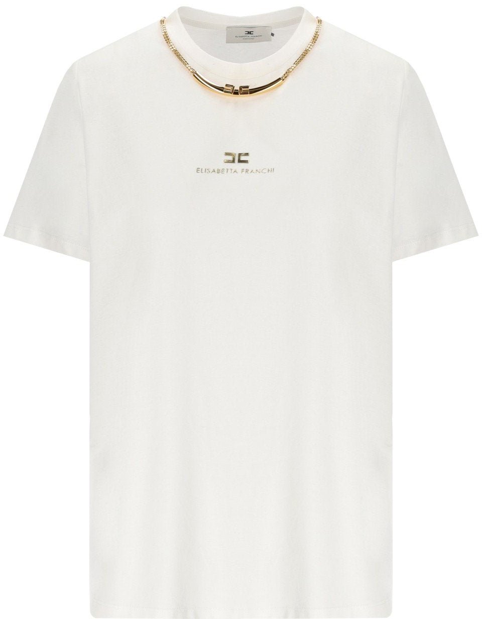 Elisabetta Franchi ELISABETTA FRANCHI T-SHIRT WITH JEWEL Wit