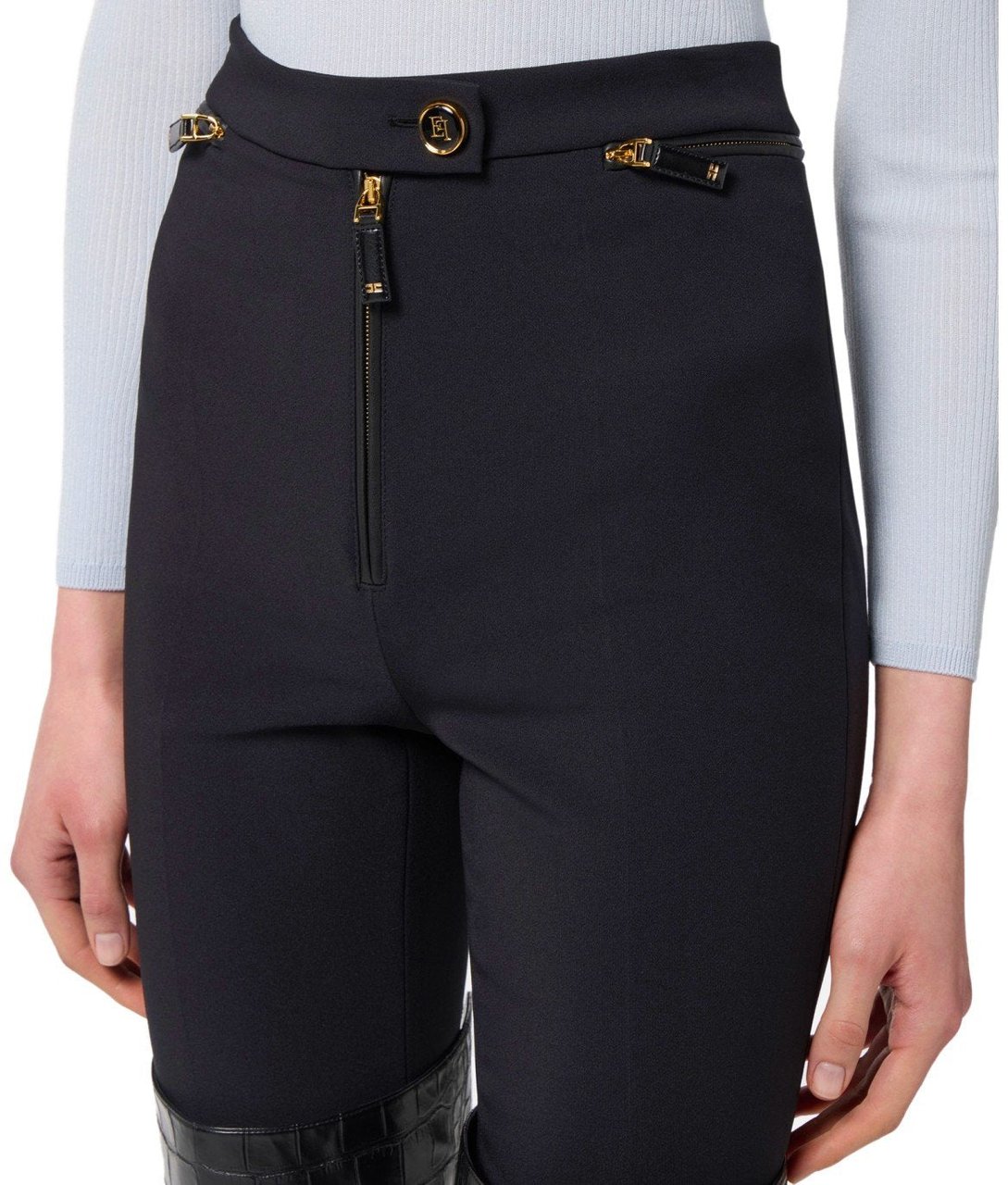 Elisabetta Franchi ELISABETTA FRANCHI ZIPPED PANTS Zwart