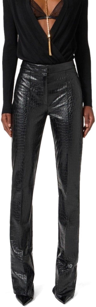 Elisabetta Franchi ELISABETTA FRANCHI PANTS WITH CROCO-PRINT Zwart