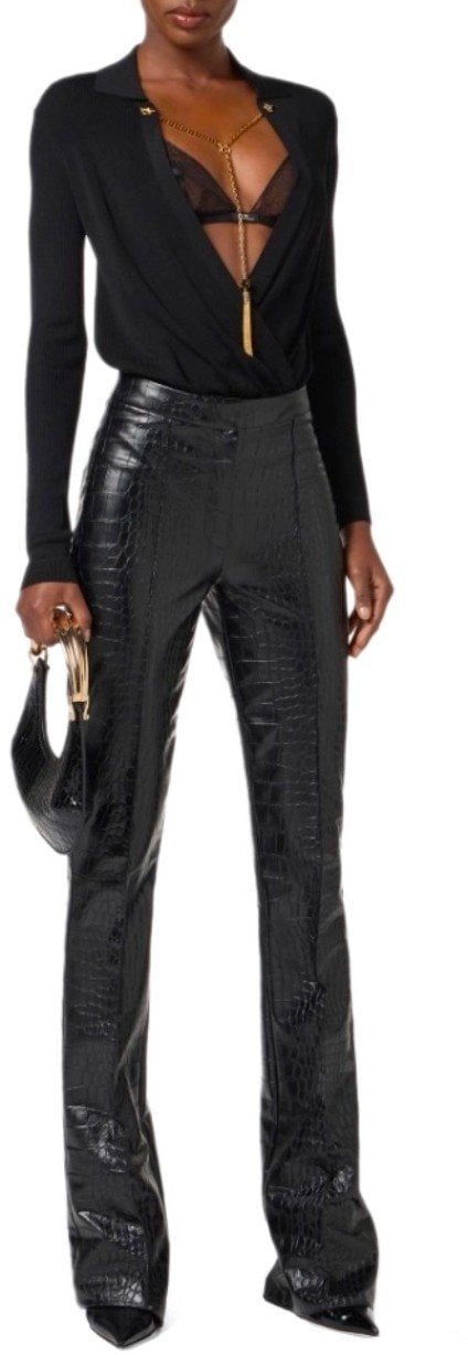 Elisabetta Franchi ELISABETTA FRANCHI PANTS WITH CROCO-PRINT Zwart