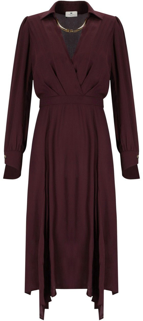 Elisabetta Franchi ELISABETTA FRANCHI MERLOT MIDI DRESS Rood