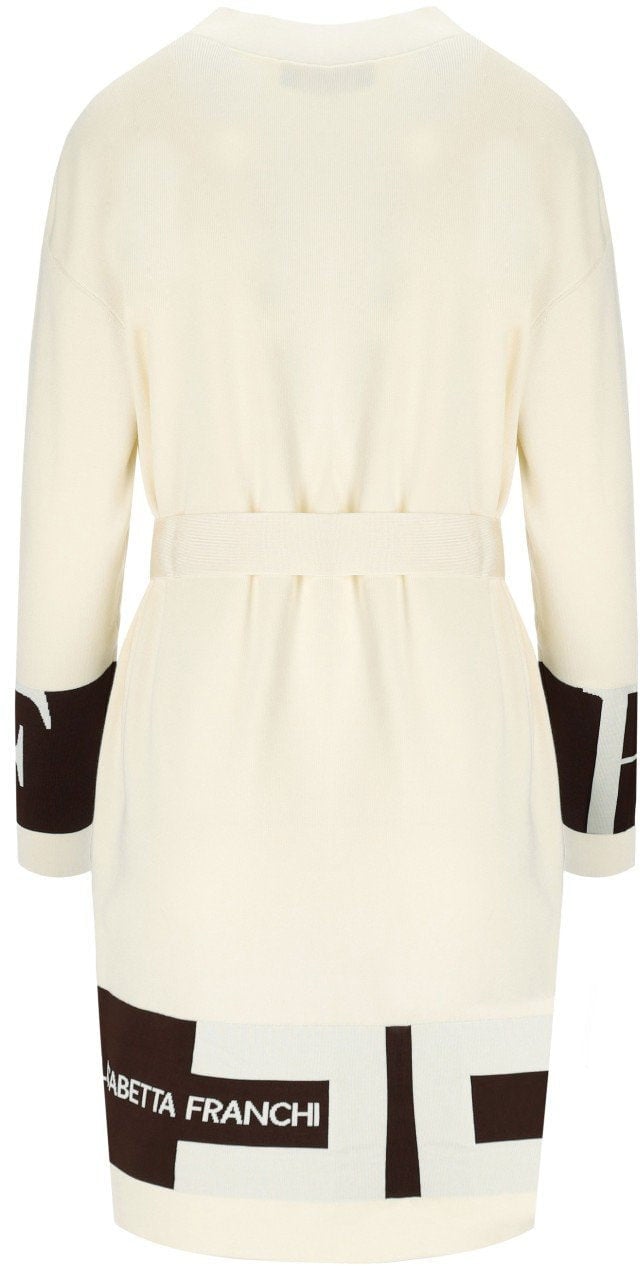 Elisabetta Franchi ELISABETTA FRANCHI MILK COFFEE BELTED CARDIGAN Wit