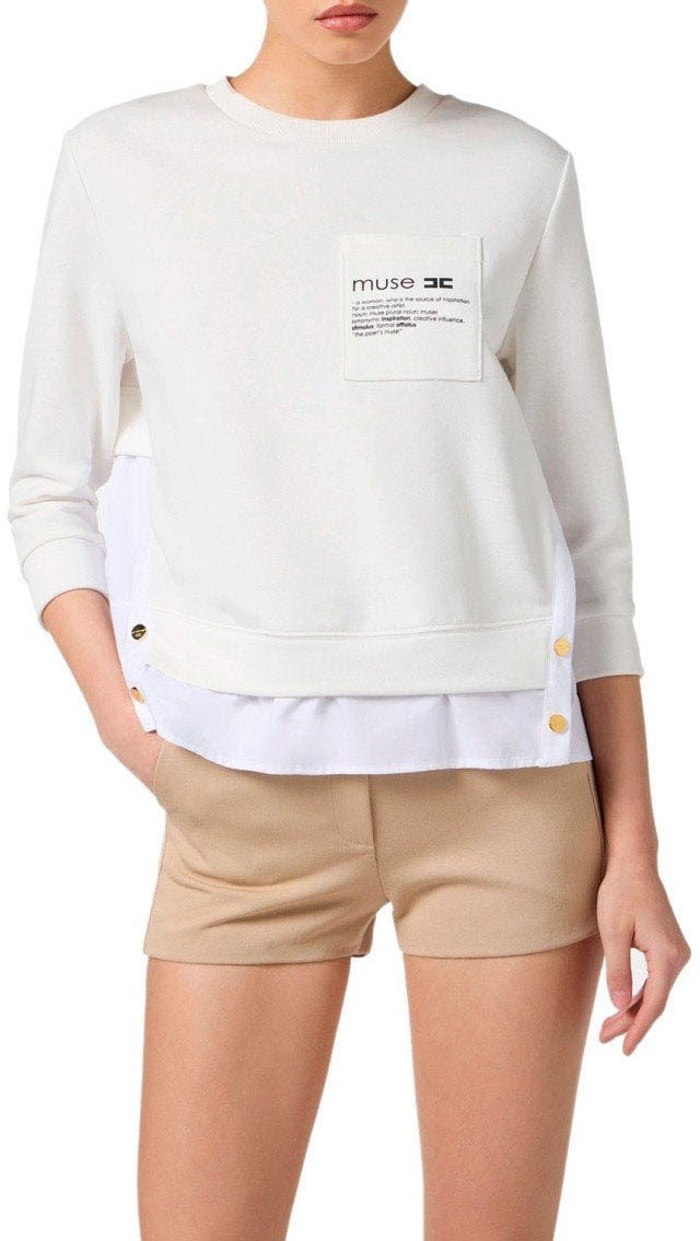 Elisabetta Franchi ELISABETTA FRANCHI IVORY SWEATSHIRT Wit