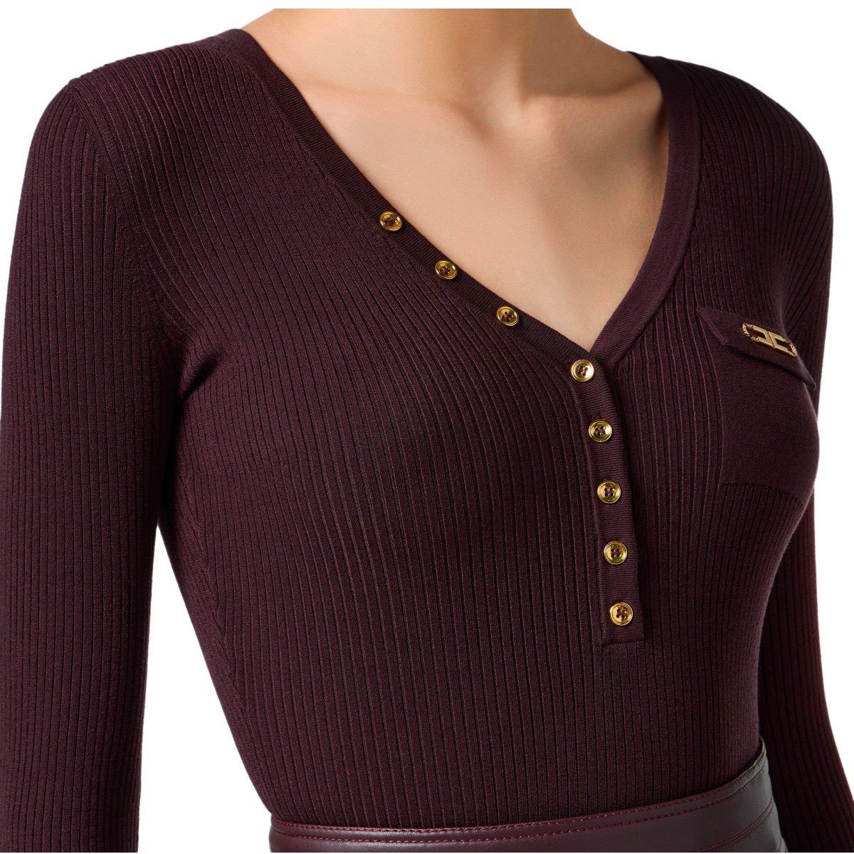 Elisabetta Franchi ELISABETTA FRANCHI MERLOT BUTTONED PULL Rood