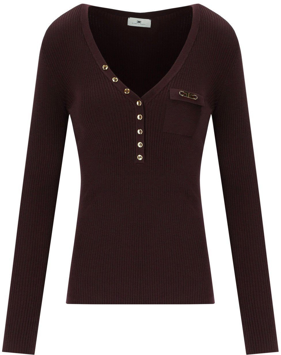 Elisabetta Franchi ELISABETTA FRANCHI MERLOT BUTTONED PULL Rood