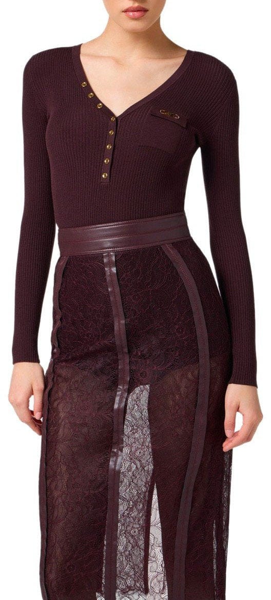 Elisabetta Franchi ELISABETTA FRANCHI MERLOT BUTTONED PULL Rood