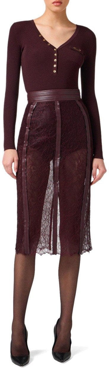 Elisabetta Franchi ELISABETTA FRANCHI MERLOT BUTTONED PULL Rood