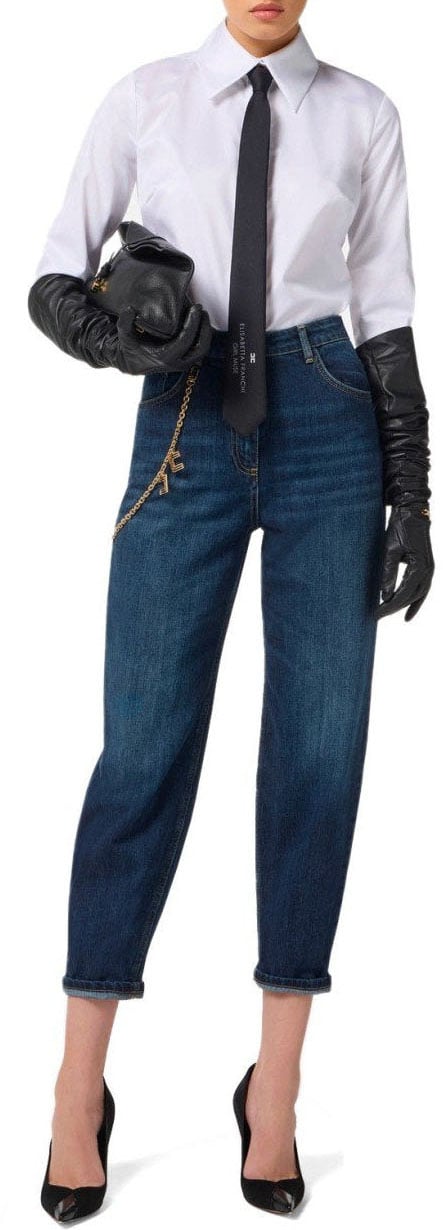 Elisabetta Franchi ELISABETTA FRANCHI JEANS WITH CHAIN Blauw