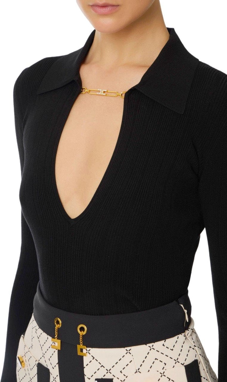 Elisabetta Franchi ELISABETTA FRANCHI POLO SWEATER Zwart