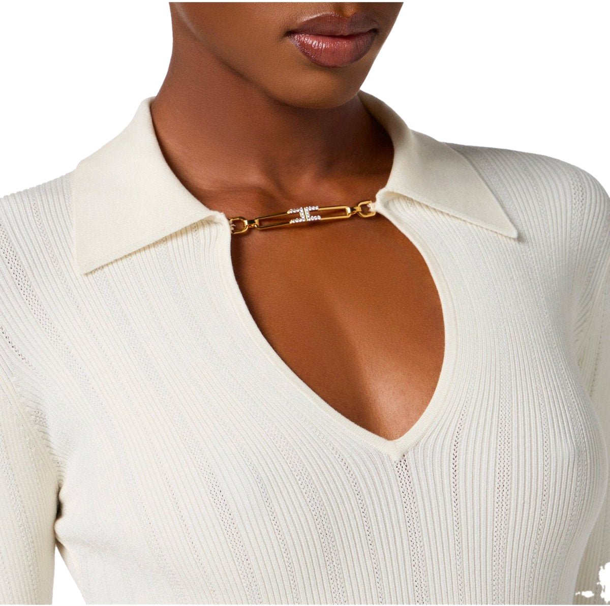 Elisabetta Franchi ELISABETTA FRANCHI MILK POLO PULLOVER Wit