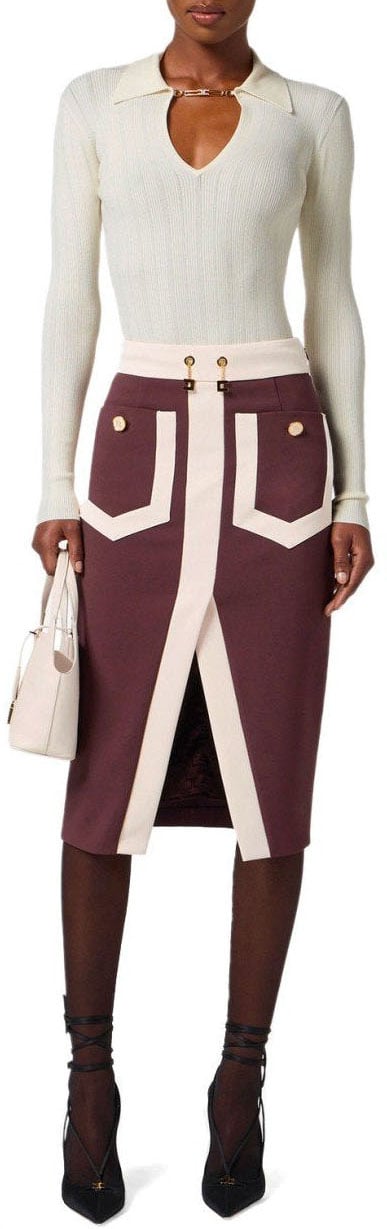 Elisabetta Franchi ELISABETTA FRANCHI MILK POLO PULLOVER Wit
