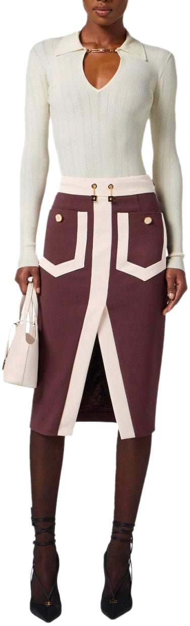 Elisabetta Franchi ELISABETTA FRANCHI MILK POLO PULLOVER Wit