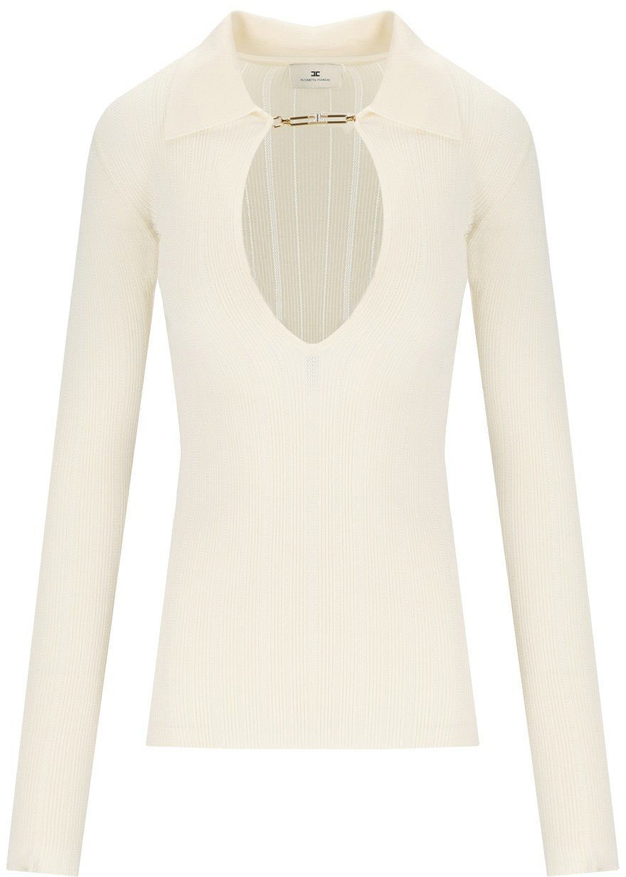 Elisabetta Franchi ELISABETTA FRANCHI MILK POLO PULLOVER Wit