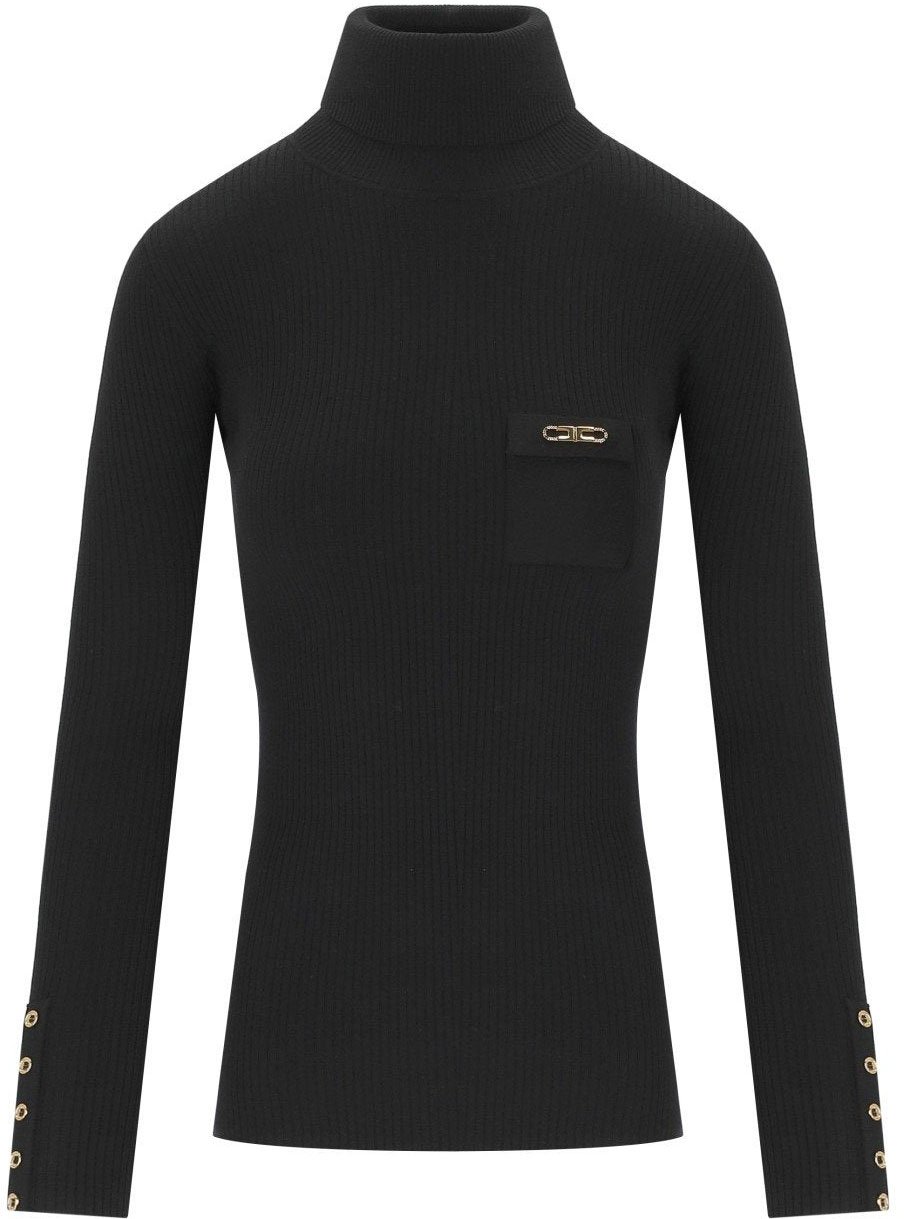Elisabetta Franchi ELISABETTAFRANCHI RIBBED TURTLENECK SWEATER Zwart