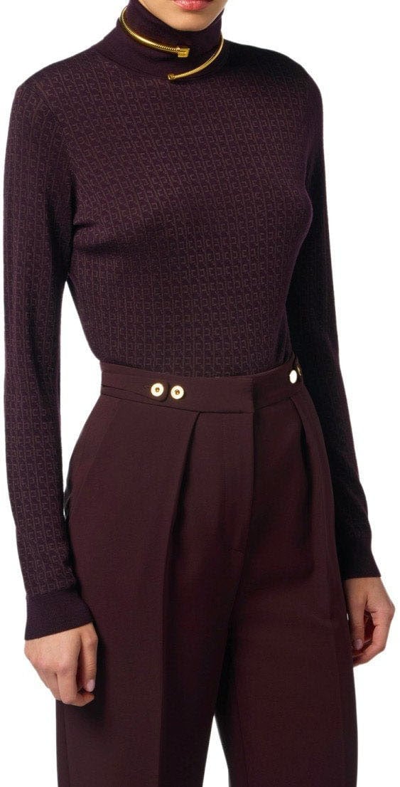 Elisabetta Franchi ELISABETTA FRANCHI MERLOT TURTLENECK SWEATER Rood