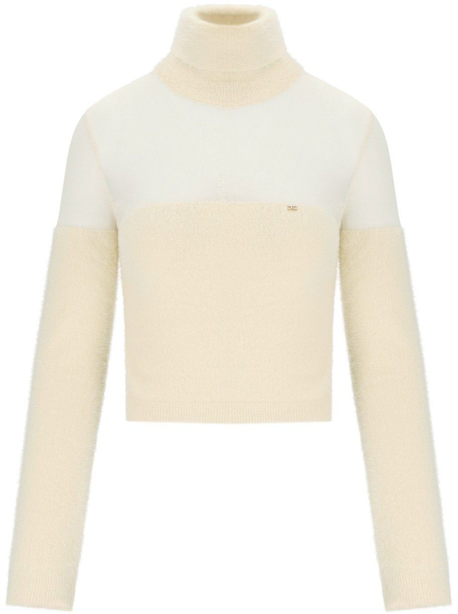 Elisabetta Franchi ELISABETTA FRANCHI MILK CROPPED TURTLENECK SWEATER Wit