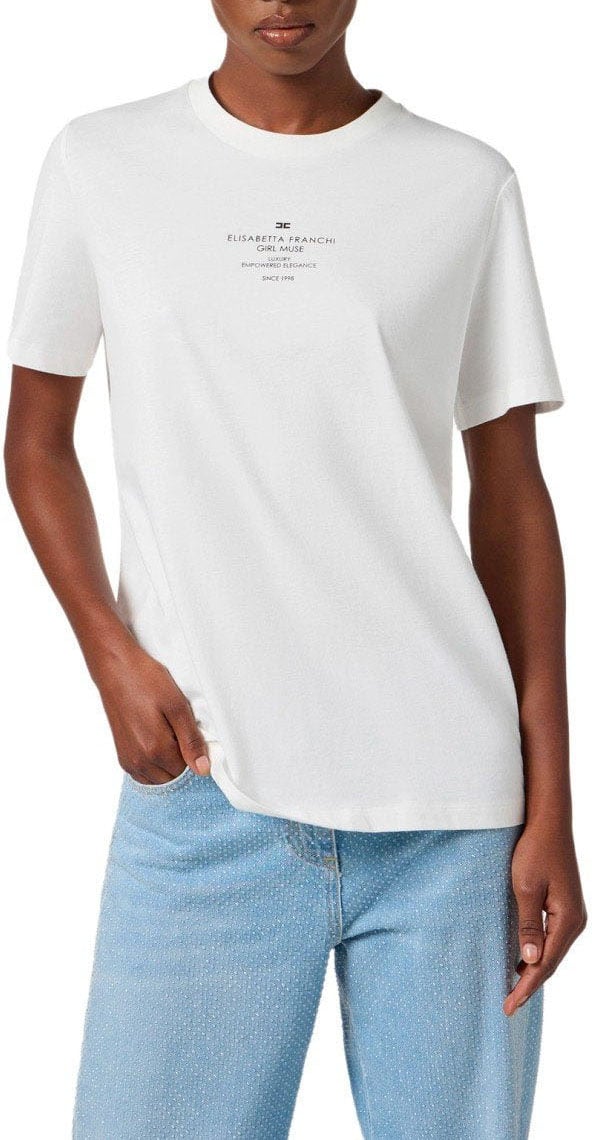 Elisabetta Franchi ELISABETTA FRANCHI T-SHIRT WITH LOGO Wit