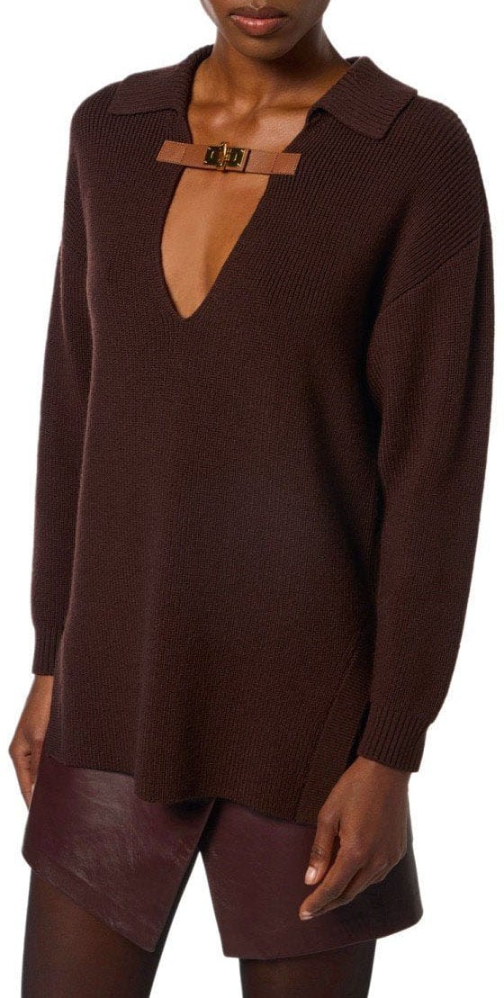 Elisabetta Franchi ELISABETTA FRANCHI COFFEE POLO SWEATER Bruin
