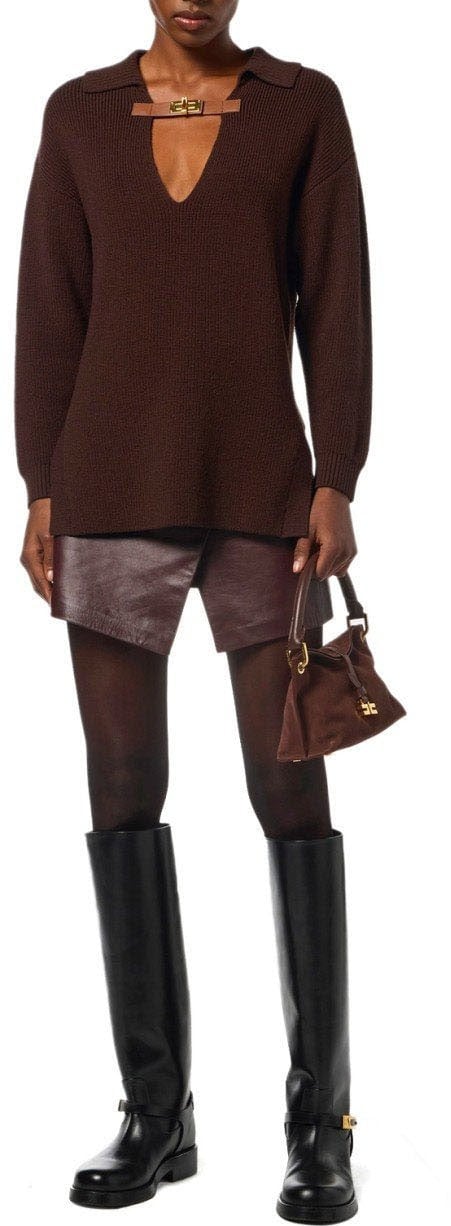 Elisabetta Franchi ELISABETTA FRANCHI COFFEE POLO SWEATER Bruin