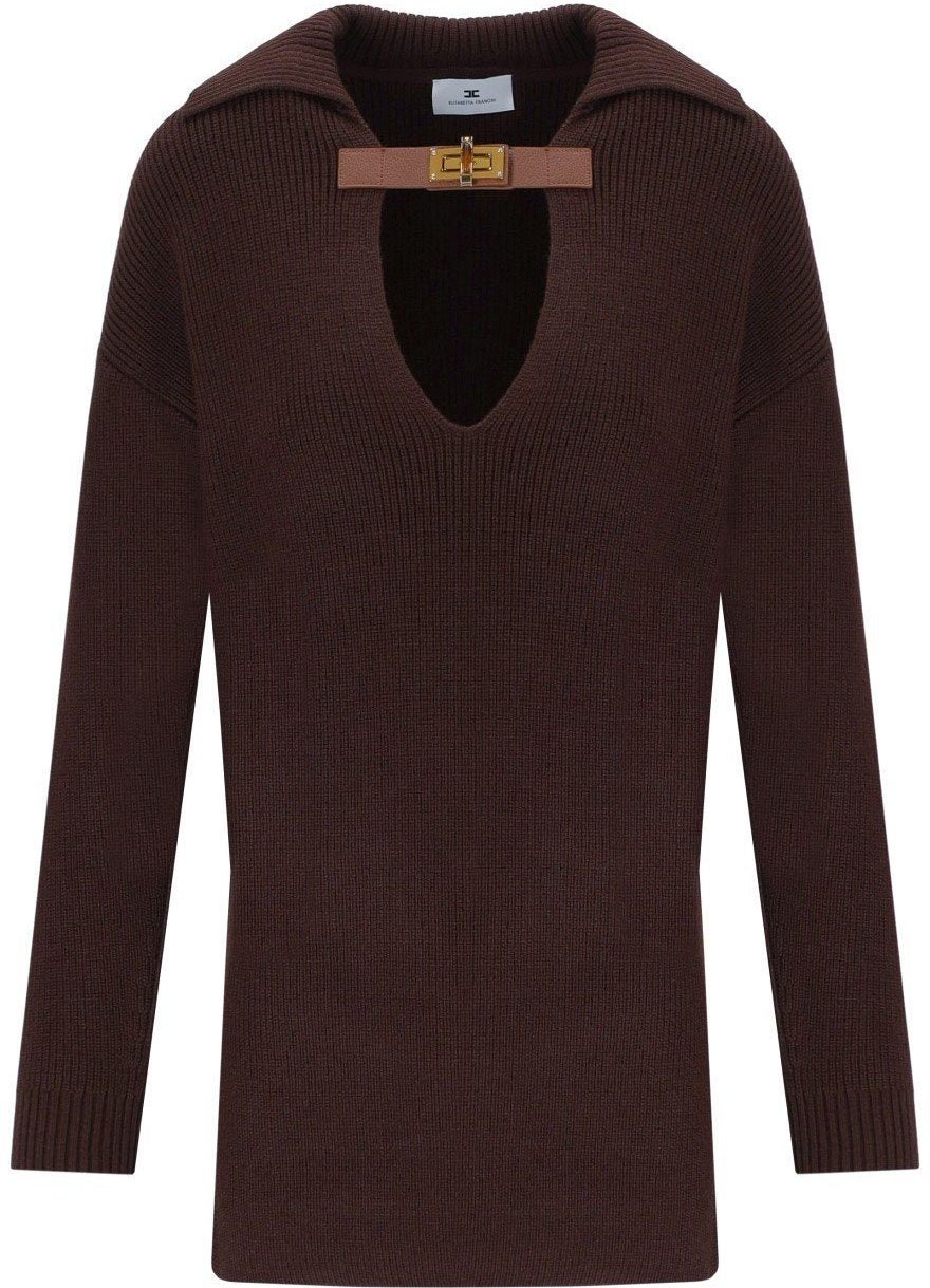 Elisabetta Franchi ELISABETTA FRANCHI COFFEE POLO SWEATER Bruin