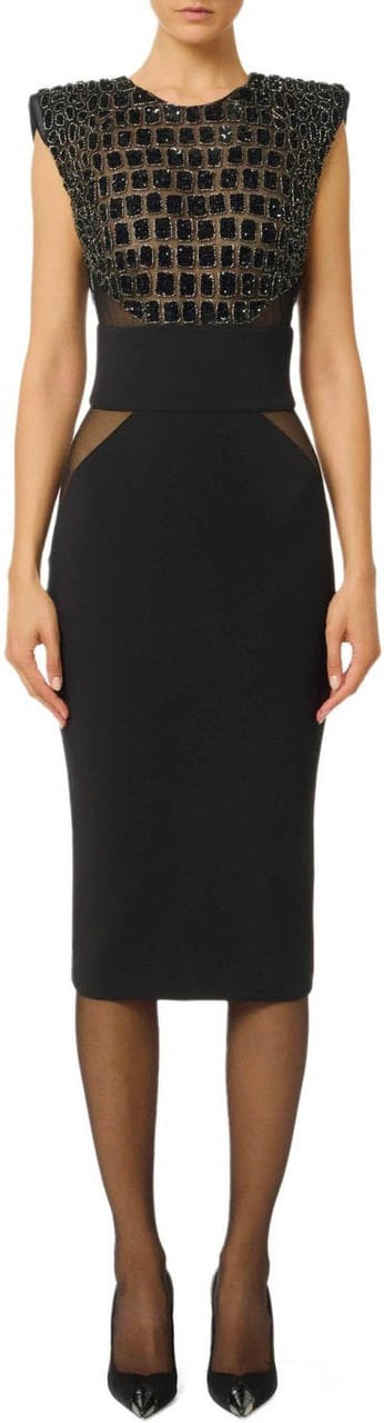 Elisabetta Franchi ELISABETTA FRANCHI MIDI DRESS WITH SEQUINS Zwart